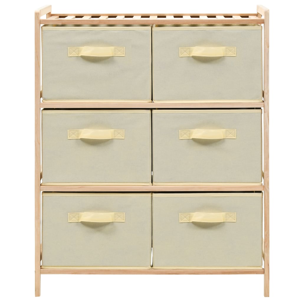 Storage Rack With 6 Fabric Baskets Cedar Wood Beige