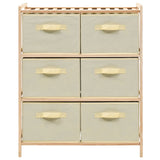 Storage Rack With 6 Fabric Baskets Cedar Wood Beige
