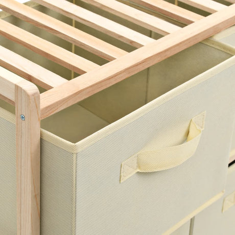 Storage Rack With 6 Fabric Baskets Cedar Wood Beige