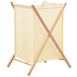 Laundry Basket Cedar Wood And Fabric Beige 42X41X64 Cm
