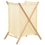 Laundry Basket Cedar Wood And Fabric Beige 42X41X64 Cm