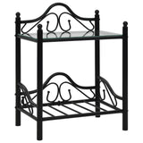 Bedside Table Steel And Tempered Glass 45X30.5X60 Cm