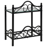 Bedside Table Steel And Tempered Glass 45X30.5X60 Cm