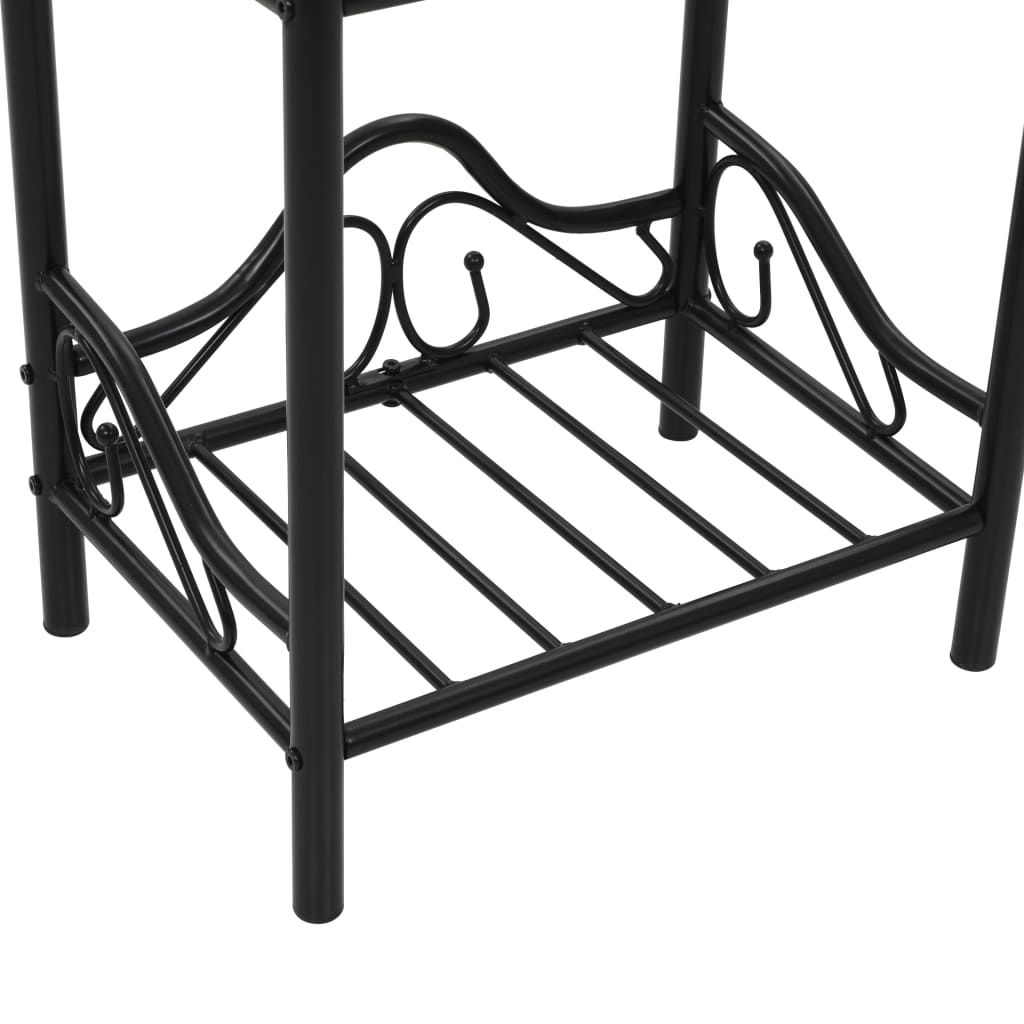 Bedside Table Steel And Tempered Glass 45X30.5X60 Cm