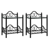 Bedside Table Steel And Tempered Glass 45X30.5X60 Cm