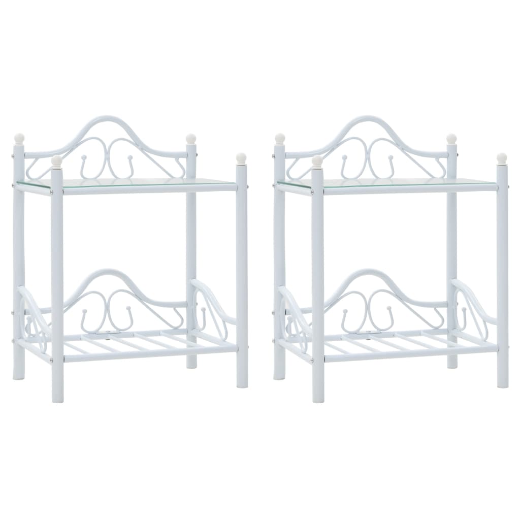 Bedside Table Steel And Tempered Glass 45X30.5X60 Cm