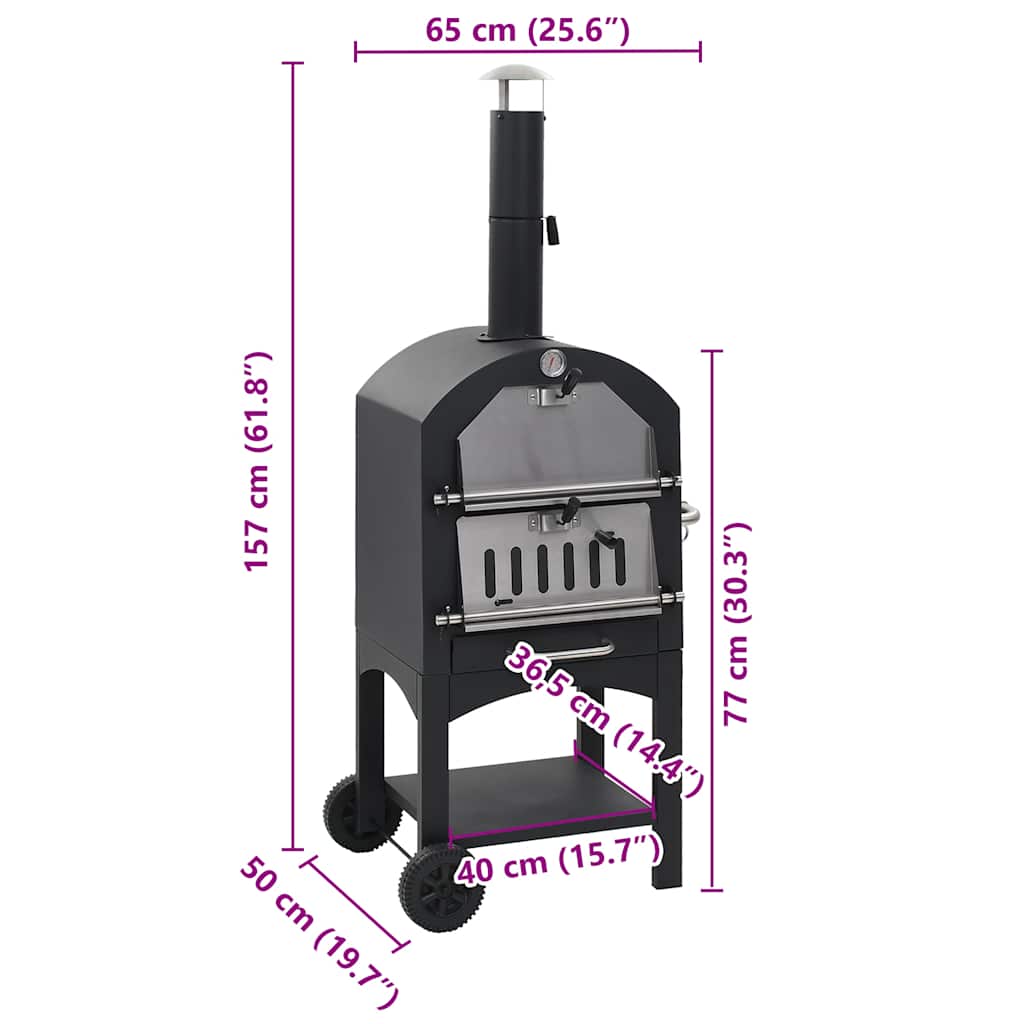 Charcoal Fired Outdoor Pizza Oven With Fireclay Stone