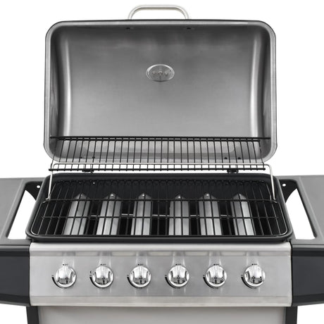 Gas Bbq Grill With 6 Cooking Zones Stainless Steel Silver