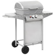 Gas Bbq Grill With 2 Cooking Zones Silver Stainless Steel