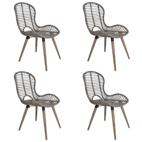 Dining Chairs 4 Pcs Natural Rattan
