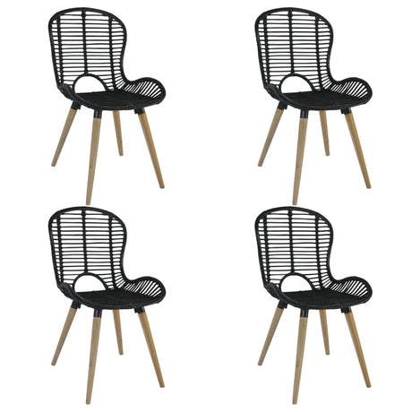 Dining Chairs 4 Pcs Natural Rattan