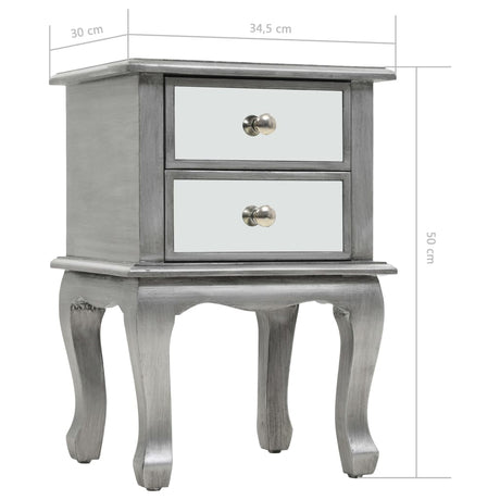 Mirrored Nightstand Mdf And Glass 34.5X30X50 Cm