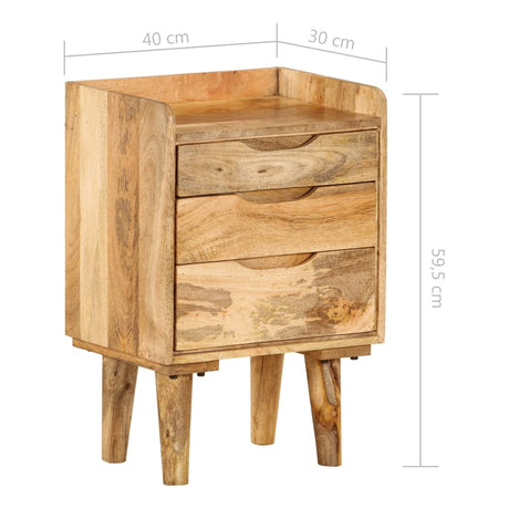 Bedside Cabinet Solid Mango Wood 40X30X59.5 Cm
