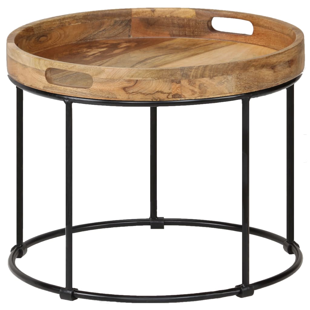 Coffee Table Solid Mange Wood And Steel 50X40 Cm