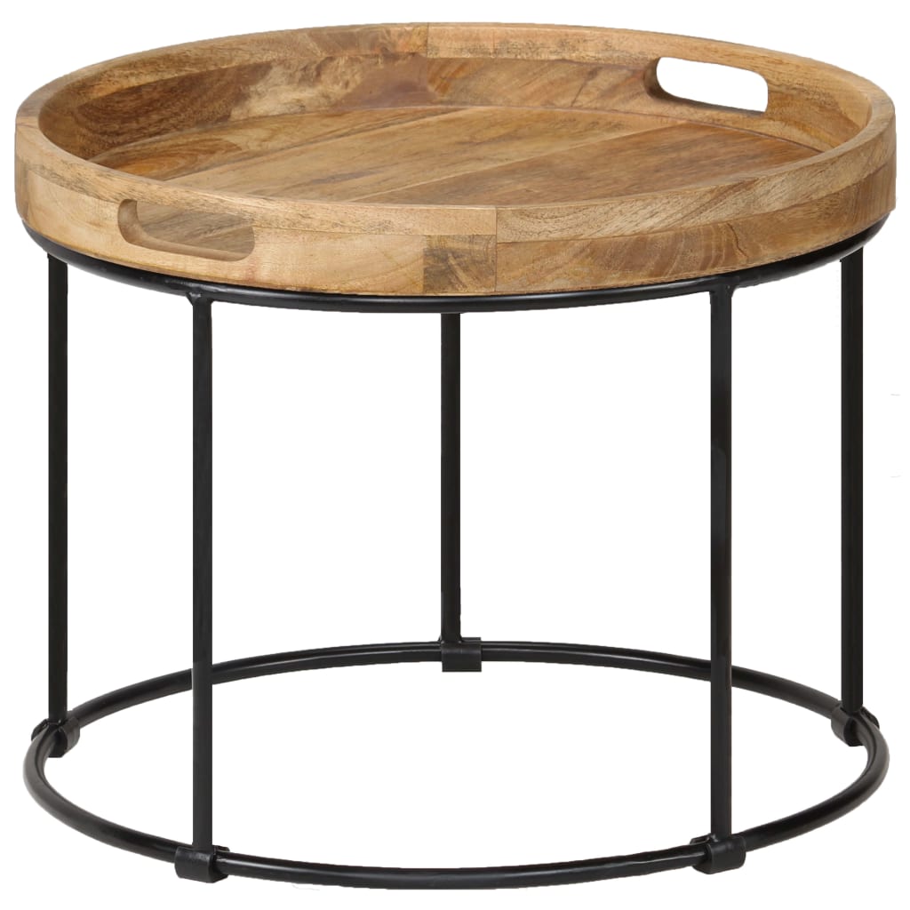 Coffee Table Solid Mange Wood And Steel 50X40 Cm