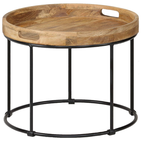 Coffee Table Solid Mange Wood And Steel 50X40 Cm