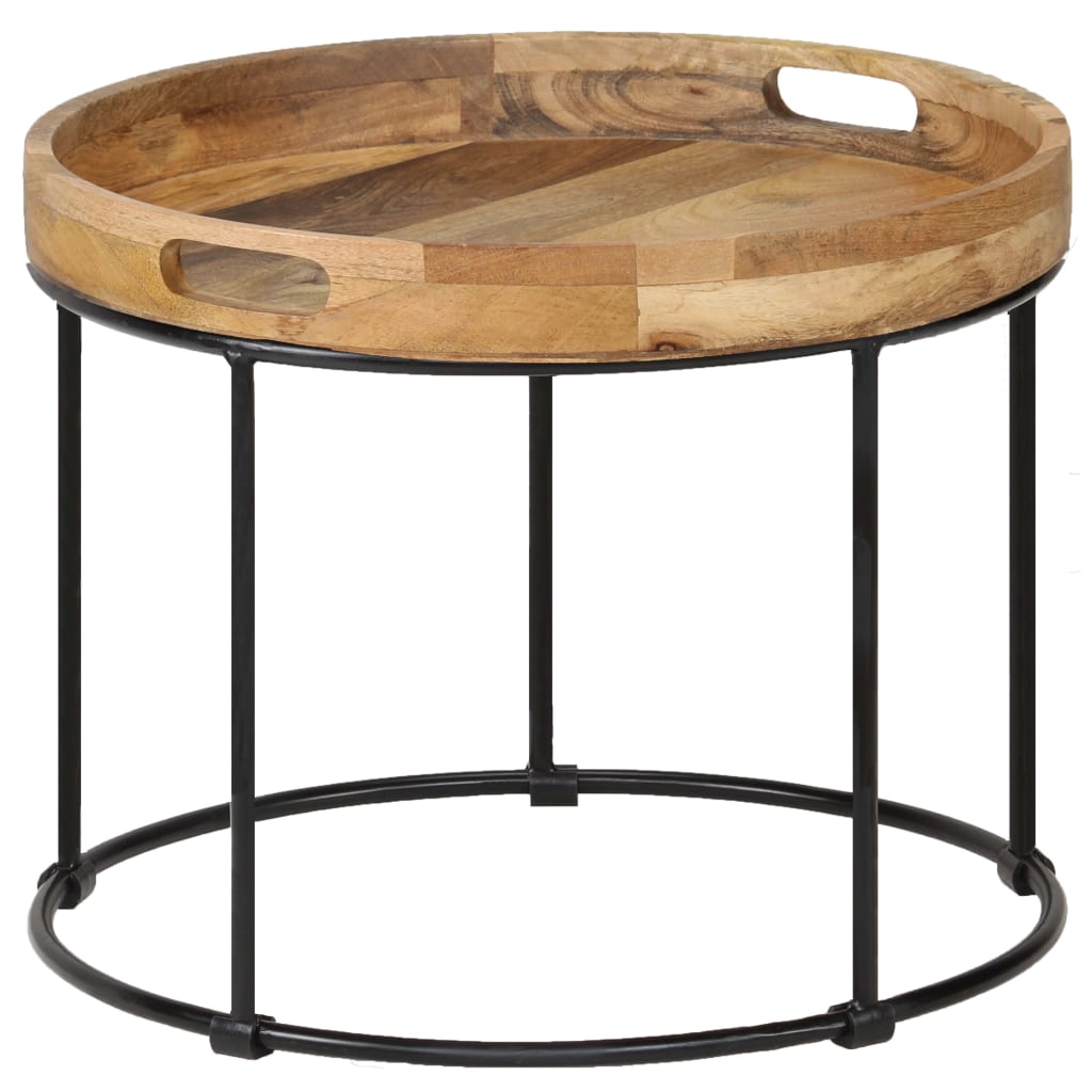 Coffee Table Solid Mange Wood And Steel 50X40 Cm