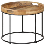 Coffee Table Solid Mange Wood And Steel 50X40 Cm