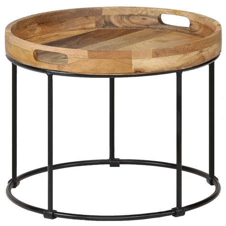 Coffee Table Solid Mange Wood And Steel 50X40 Cm