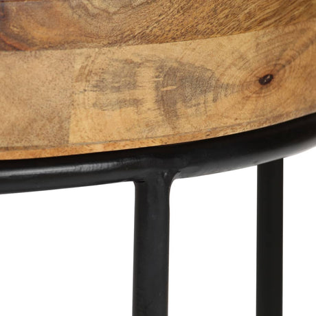 Coffee Table Solid Mange Wood And Steel 50X40 Cm