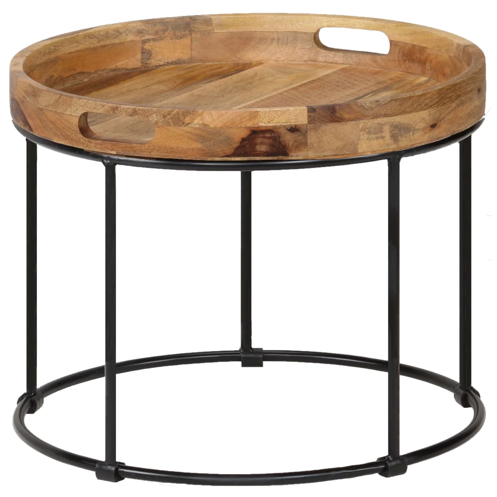 Coffee Table Solid Mange Wood And Steel 50X40 Cm