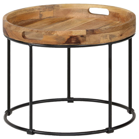 Coffee Table Solid Mange Wood And Steel 50X40 Cm