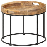 Coffee Table Solid Mange Wood And Steel 50X40 Cm