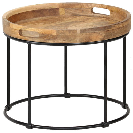 Coffee Table Solid Mange Wood And Steel 50X40 Cm