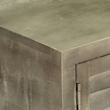 Tv Cabinet Solid Mango Wood Grey With Brass 110X30X48 Cm