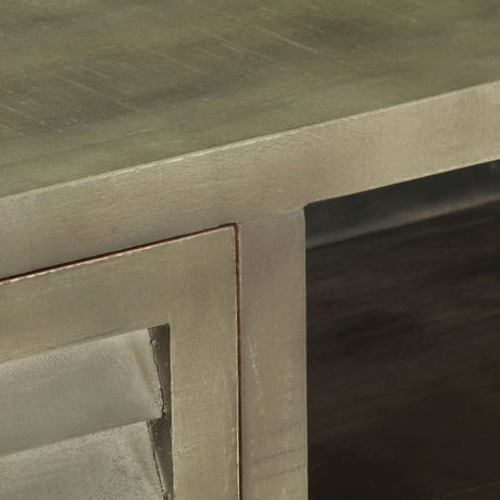 Tv Cabinet Solid Mango Wood Grey With Brass 110X30X48 Cm