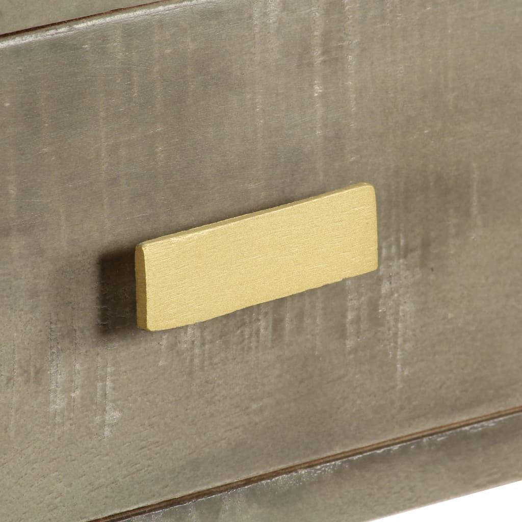 Console Table Solid Mango Wood Grey With Brass 110X35X76 Cm