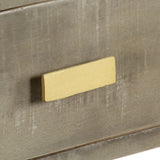 Console Table Solid Mango Wood Grey With Brass 110X35X76 Cm