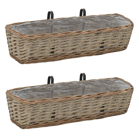 Balcony Planter 2 Pcs Wicker With Pe Lining 80 Cm