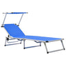 Folding Sun Lounger With Roof Aluminium And Textilene
