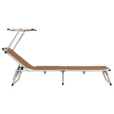 Folding Sun Lounger With Roof Aluminium And Textilene