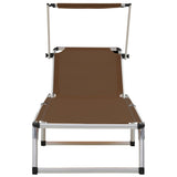 Folding Sun Lounger With Roof Aluminium And Textilene