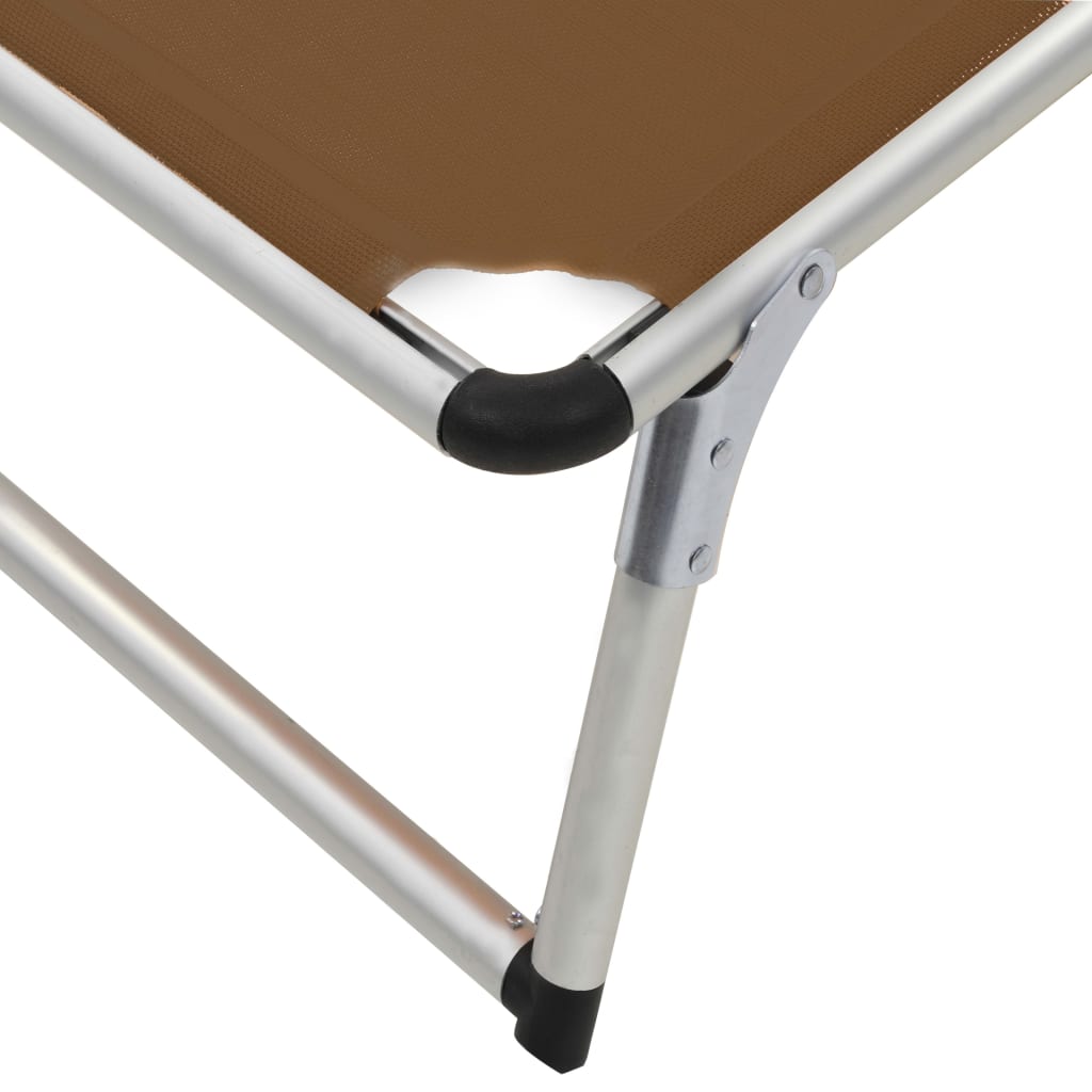 Folding Sun Lounger With Roof Aluminium And Textilene
