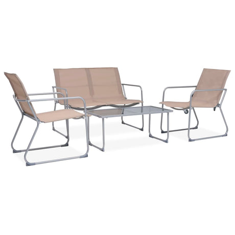 4 Piece Garden Lounge Set Fabric & Steel Taupe