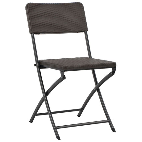 Folding Garden Chairs 4 Pcs Hdpe And Steel Brown