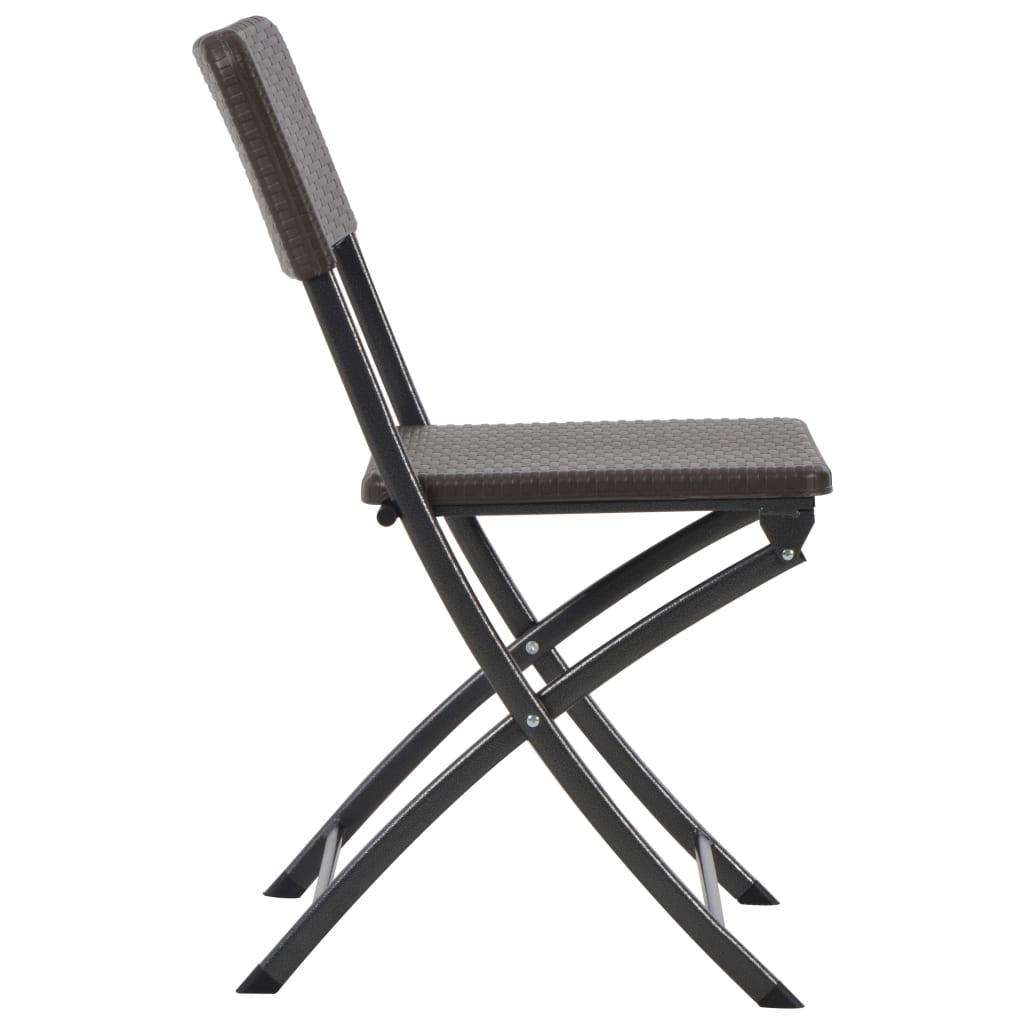 Folding Garden Chairs 4 Pcs Hdpe And Steel Brown