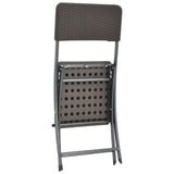 Folding Garden Chairs 4 Pcs Hdpe And Steel Brown