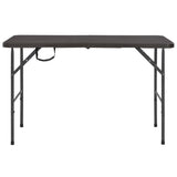 Folding Garden Table Brown 120X60X74 Cm Hdpe Rattan Look