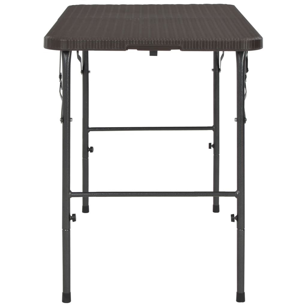 Folding Garden Table Brown 120X60X74 Cm Hdpe Rattan Look