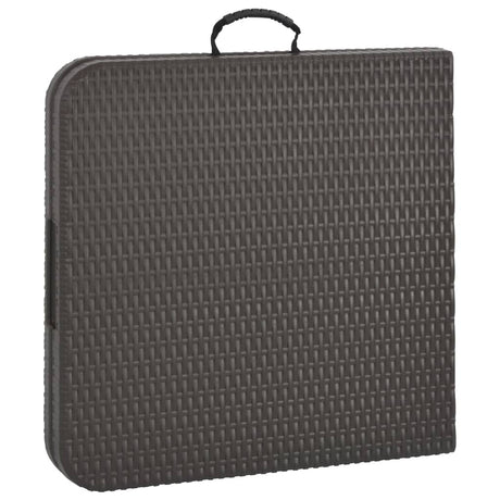 Folding Garden Table Brown 120X60X74 Cm Hdpe Rattan Look