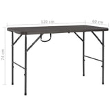 Folding Garden Table Brown 120X60X74 Cm Hdpe Rattan Look