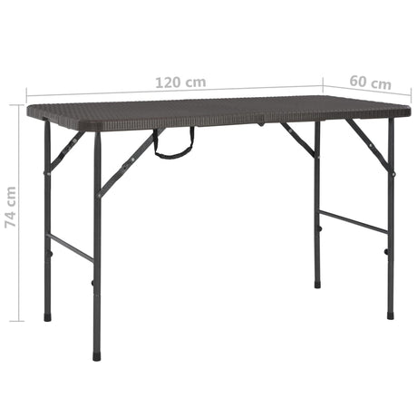 Folding Garden Table Brown 120X60X74 Cm Hdpe Rattan Look