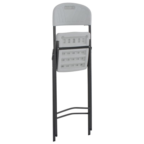 Folding Bar Chairs 2 Pcs Hdpe And Steel White