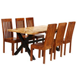 Dining Table Set 7 Pieces Solid Acacia And Mango Wood