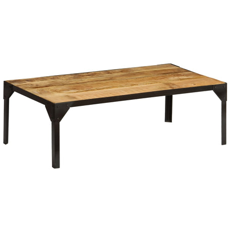 Coffee Table Solid Rough Mango Wood And Steel 110 Cm