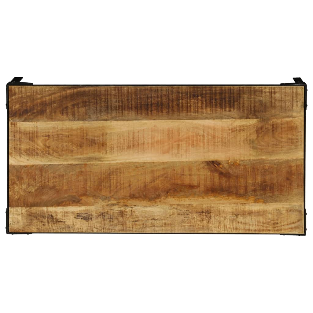 Coffee Table Solid Rough Mango Wood And Steel 110 Cm